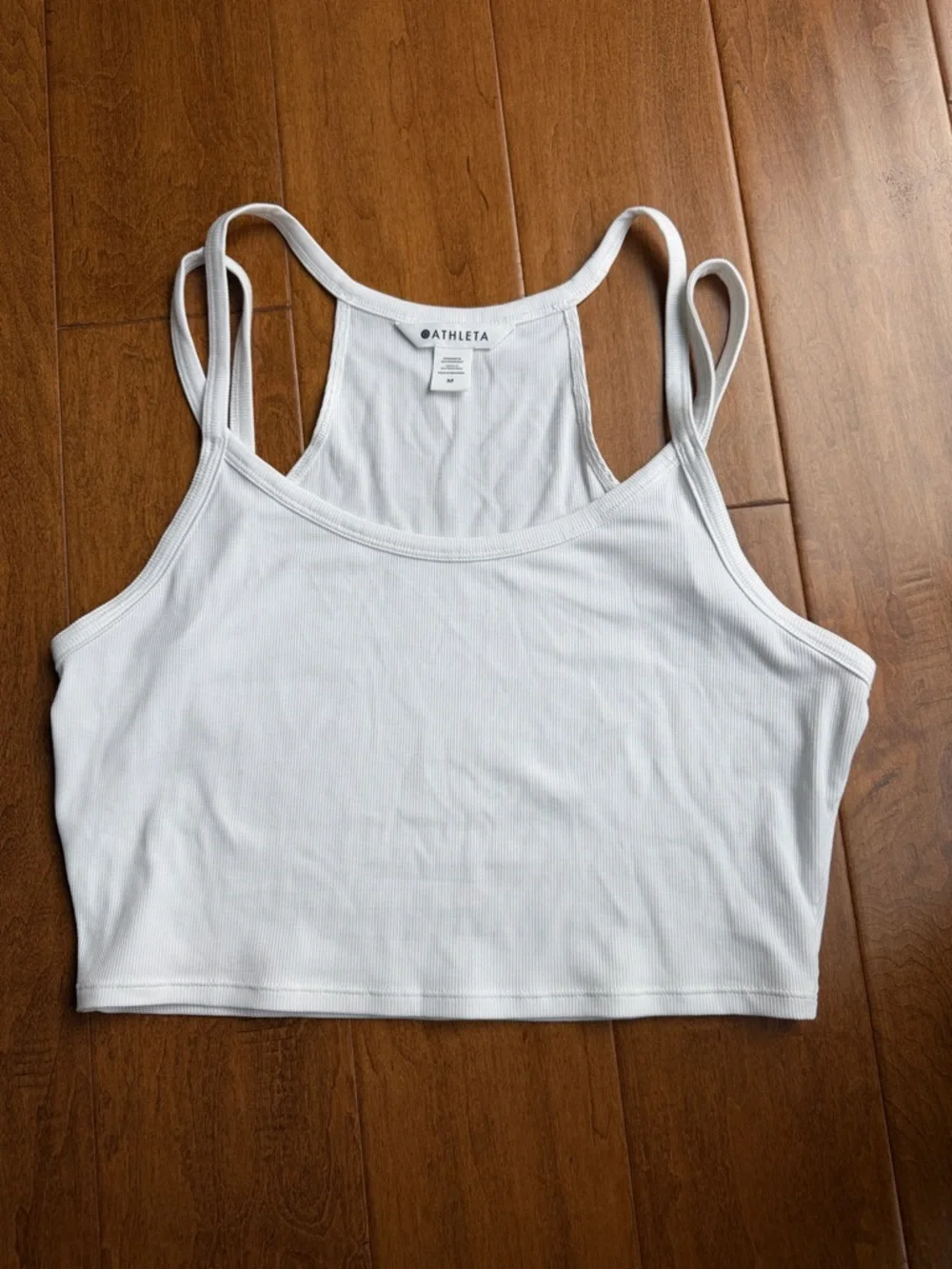 Athleta White Ribbed Double-Strap Cropped Tank - Picture 1 of 3